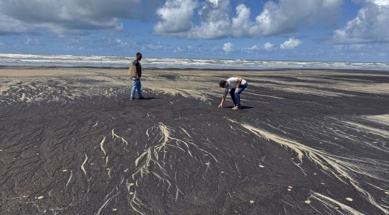 Adema esclarece que resíduos escuros nas praias durante chuvas são naturais