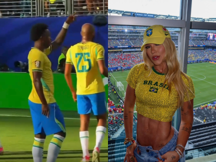 Vini Jr. abre o placar pela Seleção e dedica gol a Virginia Fonseca em encontro nos camarotes