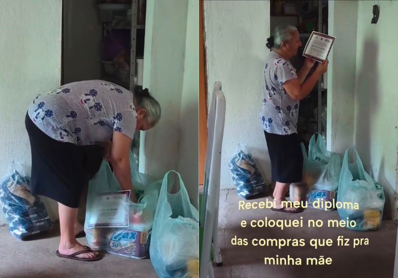 Filha esconde diploma nas compras e surpreende mãe em vídeo viral