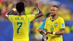 Brasil vence a Escócia por 3 a 0 com dois gols de Vini Jr. e estreia de Neymar Jr.