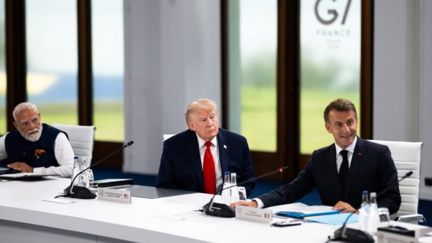 Trump chega atrasado ao G7 e brinca: ‘Eu sou o chefe’
