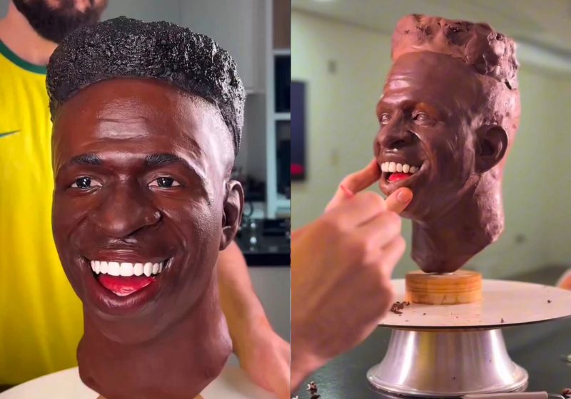 Confeiteiro brasileiro impressiona com bolo realista de Vini Jr; vídeo viraliza