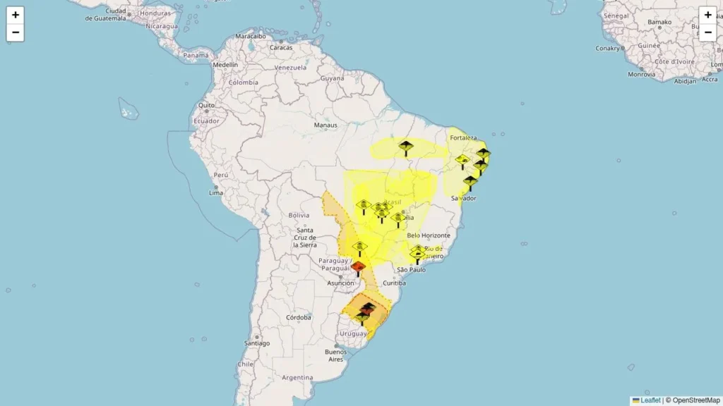 Dezenove alertas meteorológicos são emitidos para 22 estados do Brasil