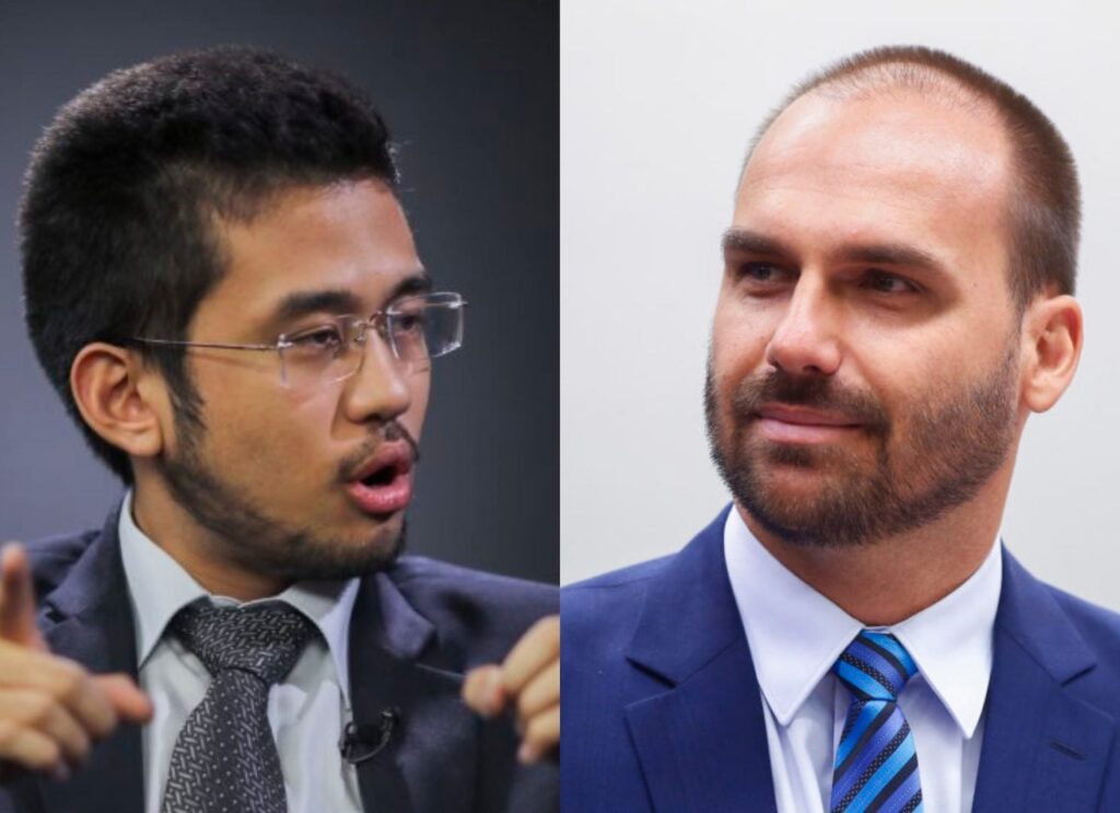 Eduardo Bolsonaro critica Kim Kataguiri em transmissão ao vivo