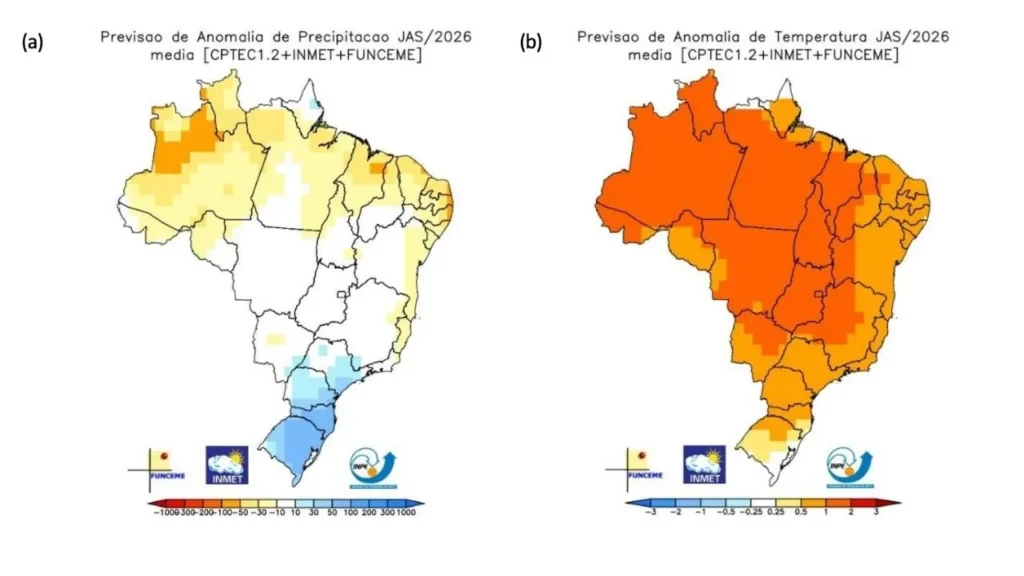 Inmet prevê menos chuvas e temperaturas acima da média no Nordeste até setembro