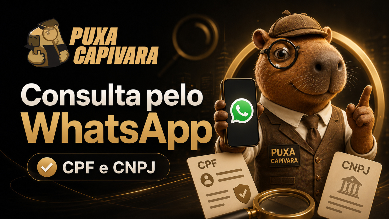Pesquise CPF e CNPJ pelo WhatsApp com IA do Puxa Capivara