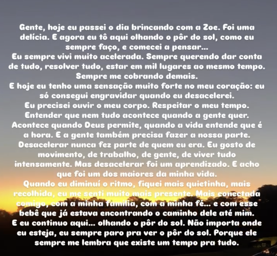 Sabrina Sato reflete sobre gravidez e a importância de desacelerar