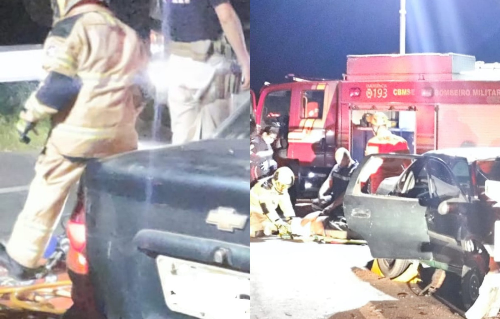 Bombeiros resgatam motorista de 27 anos após colisão na BR-101