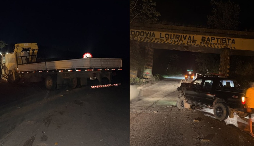 Caminhonete e caminhão colidem na Rodovia SE-270 em Itaporanga