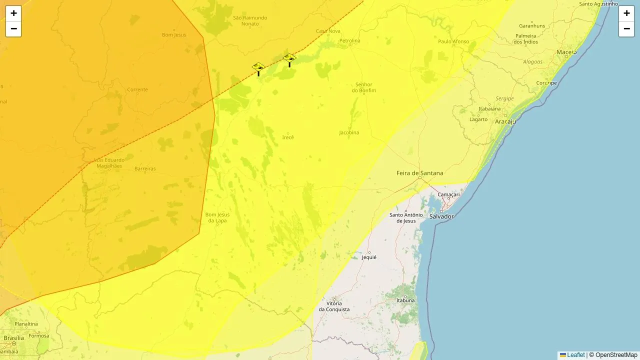 Inmet emite alertas: ventos fortes e seca ameaçam 305 municípios da Bahia