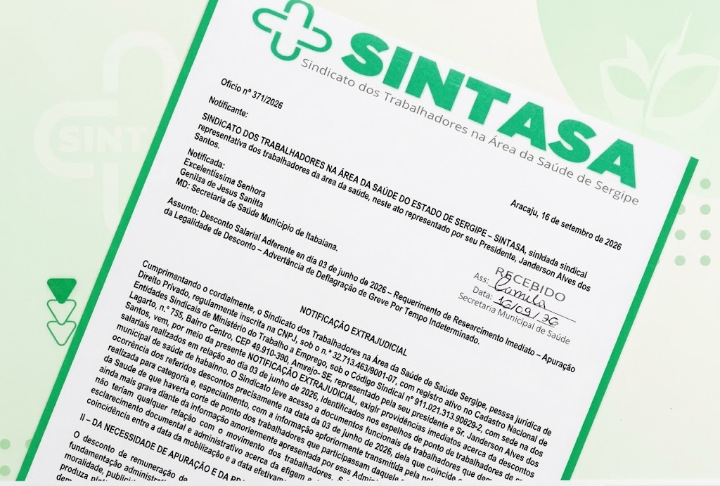 Sintasa anuncia nova greve em Itabaiana após cortes salariais e cobra posicionamento da Prefeitura