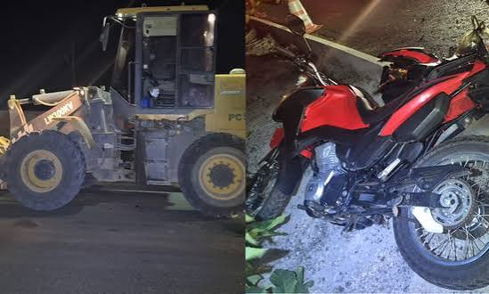 Motociclista morre após colidir com máquina carregadeira na SE-325, em Glória