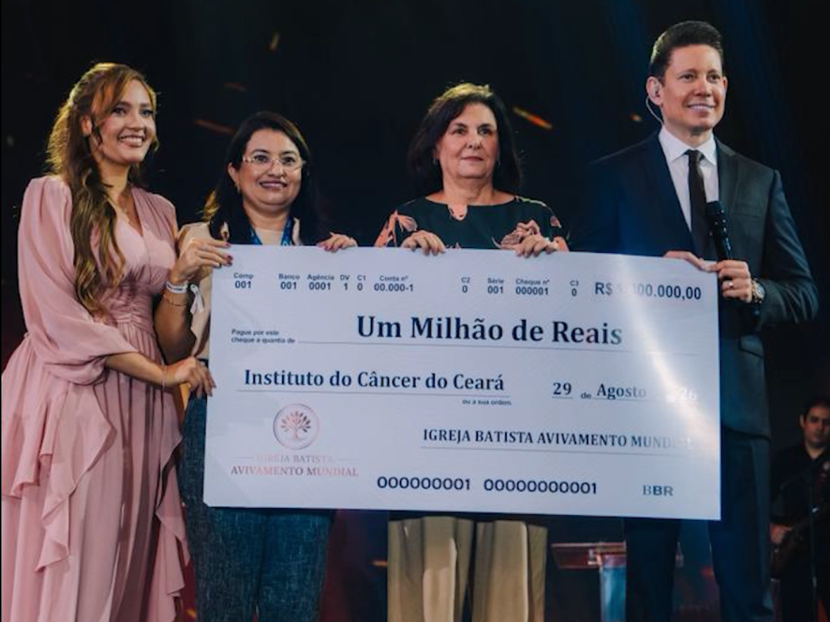 Ministério Bruno Leonardo doa R$ 1 milhão ao Instituto do Câncer do Ceará