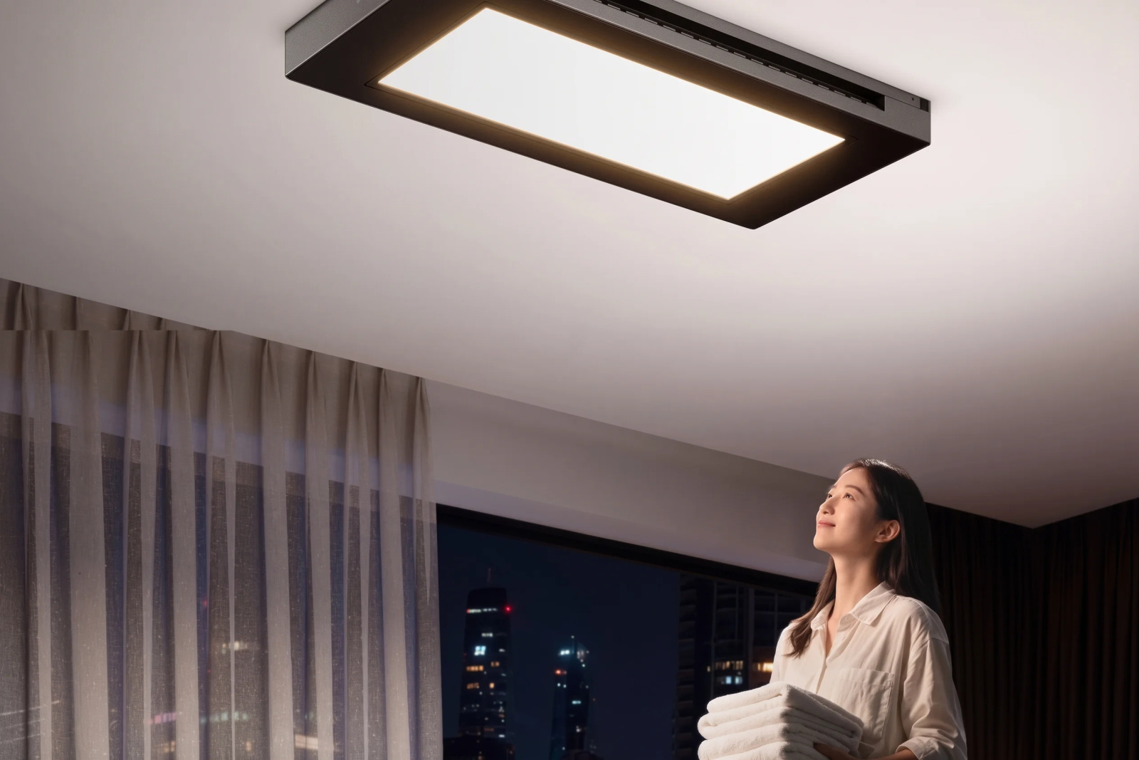 Xiaomi lança varal de teto que seca 80 peças e vira luminária
