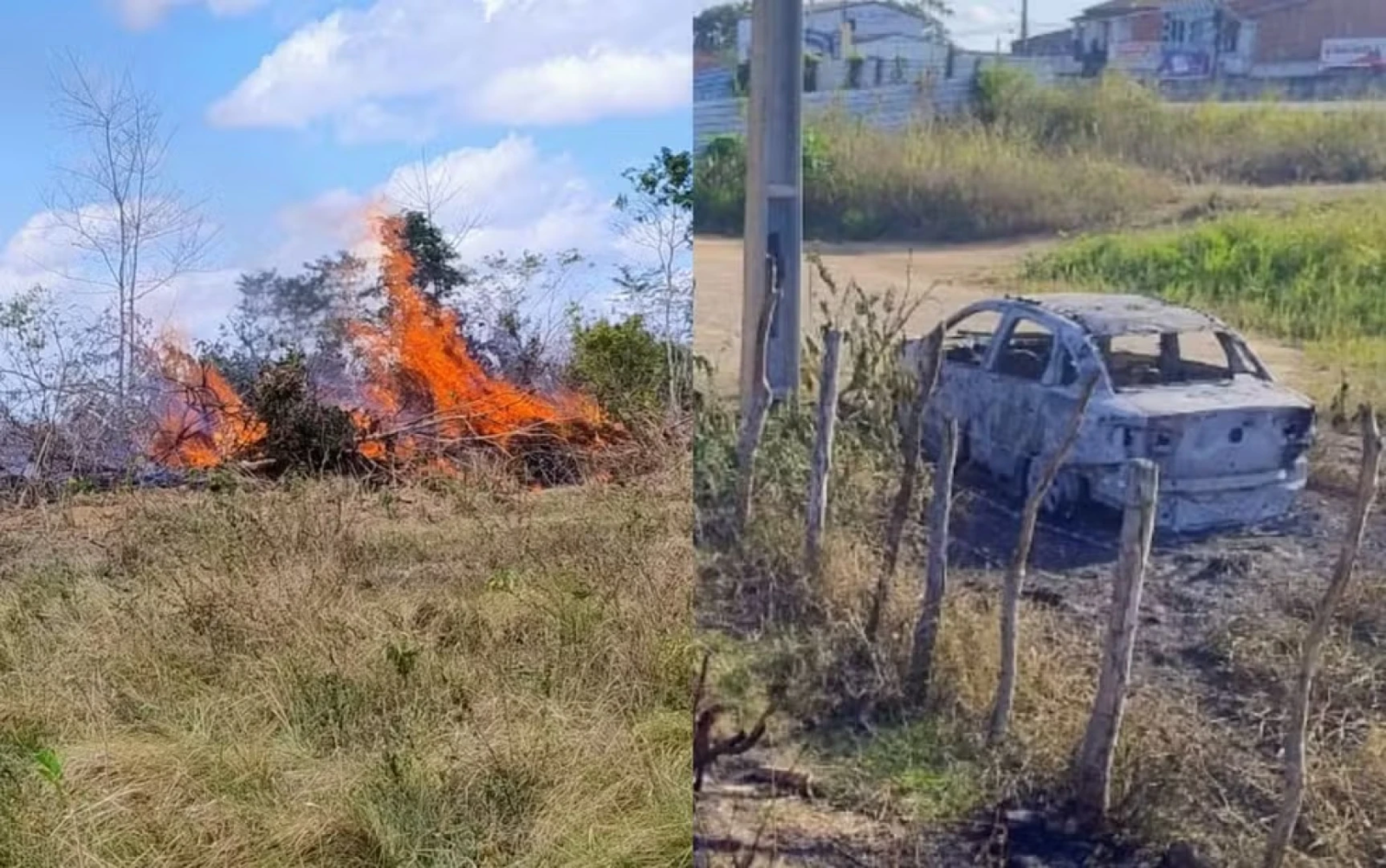 Fogo e tensão: Incêndio atinge área de delegacia e destrói veículo às margens da BR-101 em Malhada dos Bois